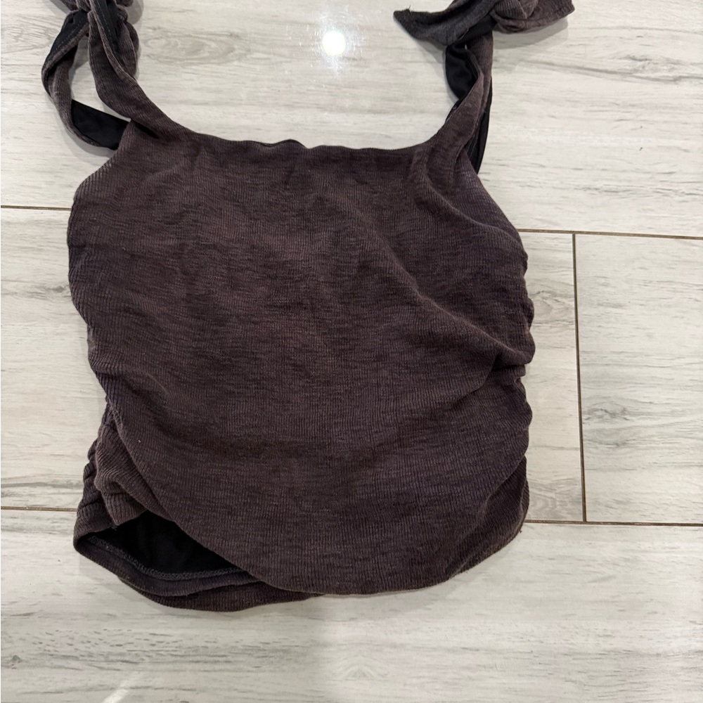 Free People Tie Charcoal Gray Women's Top